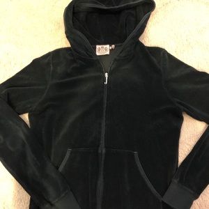 Juicy couture Black terry cloth hooded zip jacket